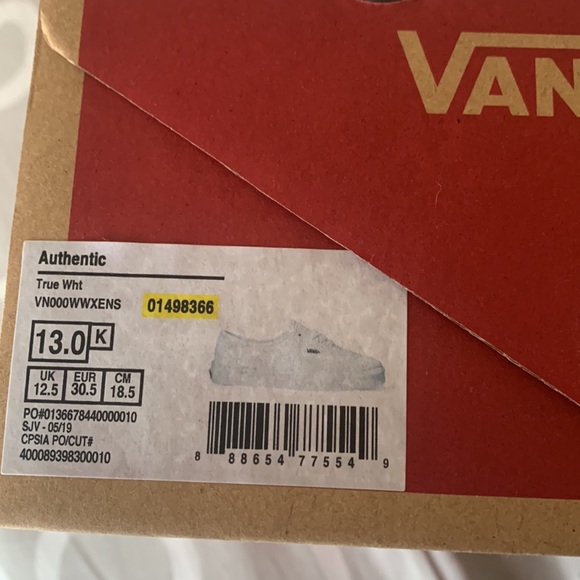 Kids Authenic Vans in True White - Picture 3 of 5